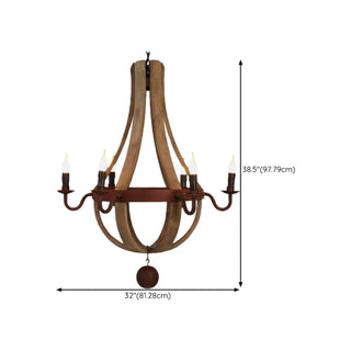 ZOWALA - Walnut Wood Candle Chain Empire Chandelier Image - 18