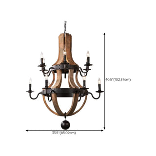 ZOWALA - Walnut Wood Candle Chain Empire Chandelier Image - 20