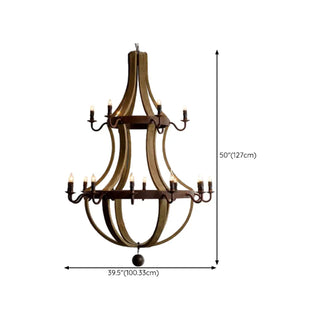 ZOWALA - Walnut Wood Candle Chain Empire Chandelier Image - 21