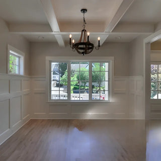 ZOWALA - Walnut Wood Candle Chain Empire Chandelier Image - 3