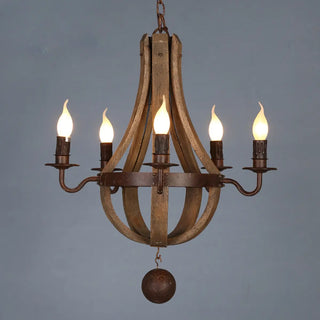 ZOWALA - Walnut Wood Candle Chain Empire Chandelier Image - 4