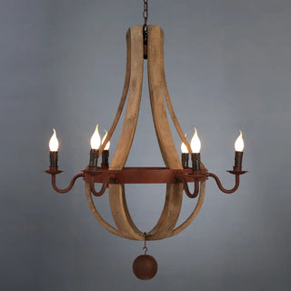 ZOWALA - Walnut Wood Candle Chain Empire Chandelier Image - 5