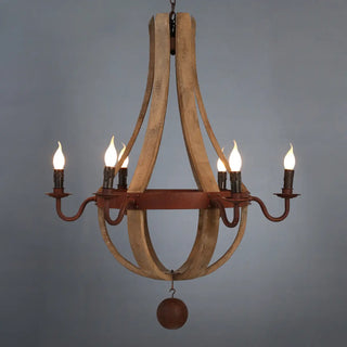 ZOWALA - Walnut Wood Candle Chain Empire Chandelier Image - 6
