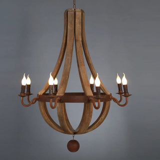 ZOWALA - Walnut Wood Candle Chain Empire Chandelier Image - 7