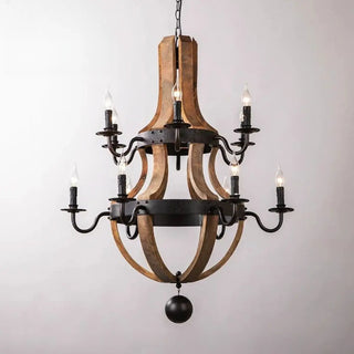 ZOWALA - Walnut Wood Candle Chain Empire Chandelier Image - 8