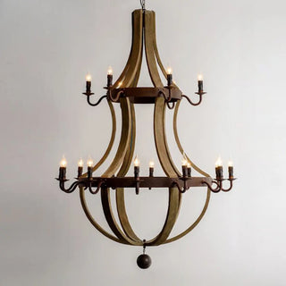 ZOWALA - Walnut Wood Candle Chain Empire Chandelier Image - 9