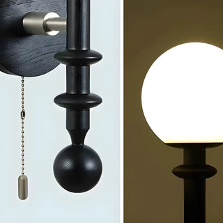 Walnut Wood Globe Glass Wall Sconce with Pull Chain Zawala Image - 13