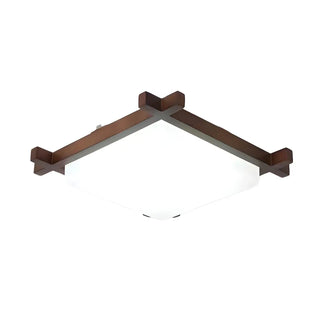 Bedroom Walnut Wood Square LED Flush Mount Ceiling Lamp Zawala Image - 10