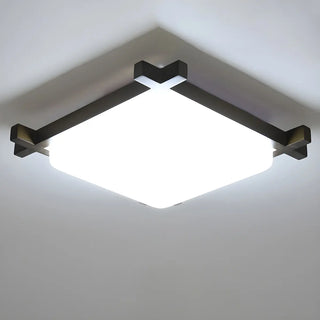 Bedroom Walnut Wood Square LED Flush Mount Ceiling Lamp Zawala Image - 7