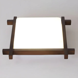 Bedroom Walnut Wood Square LED Flush Mount Ceiling Lamp Zawala Image - 9