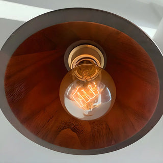 ZOWALA - Warehouse Handle Walnut Wood Cone Bedroom Pendant Light Image - 3