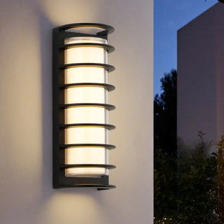 Waterproof Grid Design Black Outdoor LED Wall Sconce Zawala Image - 3