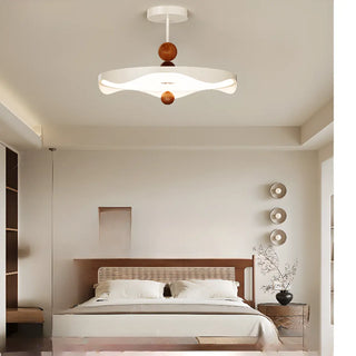 ZOWALA - Wave Round White Metal Wood Ball Bedroom LED Chandelier Image - 1