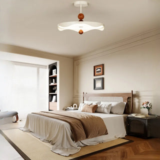 ZOWALA - Wave Round White Metal Wood Ball Bedroom LED Chandelier Image - 3