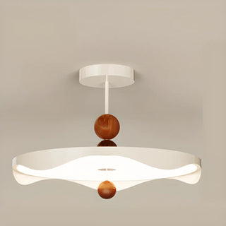 ZOWALA - Wave Round White Metal Wood Ball Bedroom LED Chandelier Image - 5
