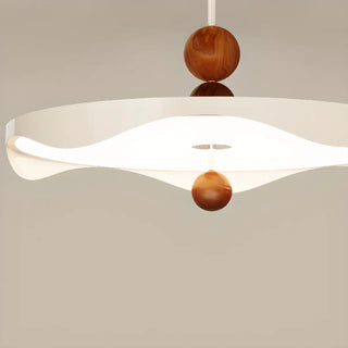ZOWALA - Wave Round White Metal Wood Ball Bedroom LED Chandelier Image - 7