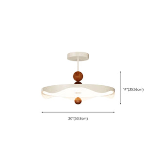 ZOWALA - Wave Round White Metal Wood Ball Bedroom LED Chandelier Image - 9