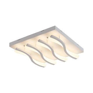 Living Room Large Rectangle Wavy LED Flush Mount Light Zawala Image - 10