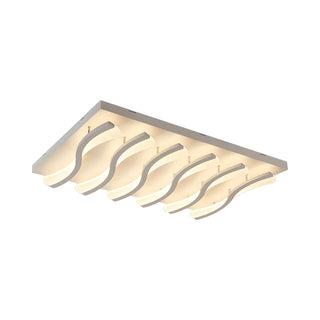 Living Room Large Rectangle Wavy LED Flush Mount Light Zawala Image - 11