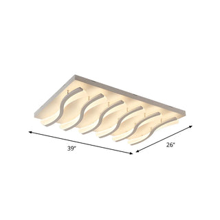 Living Room Large Rectangle Wavy LED Flush Mount Light Zawala #size