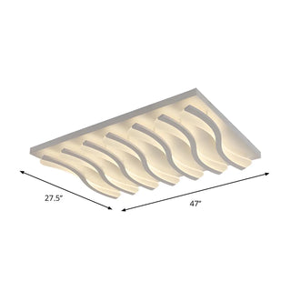 Living Room Large Rectangle Wavy LED Flush Mount Light Zawala Image - 13