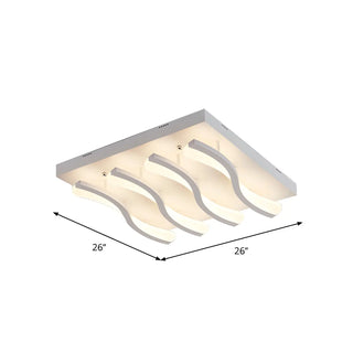 Living Room Large Rectangle Wavy LED Flush Mount Light Zawala Image - 14