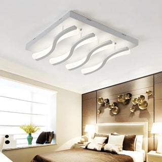 Living Room Large Rectangle Wavy LED Flush Mount Light Zawala Image - 5