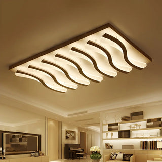Living Room Large Rectangle Wavy LED Flush Mount Light Zawala Image - 6