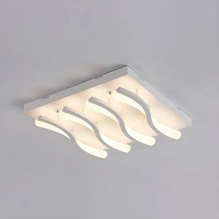 Living Room Large Rectangle Wavy LED Flush Mount Light Zawala Image - 7