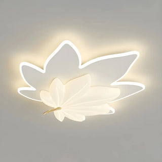 Whimsical White Resin Maple Leaf LED Flush Mount Light Zawala Image - 10