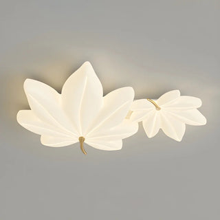 Whimsical White Resin Maple Leaf LED Flush Mount Light Zawala Image - 11