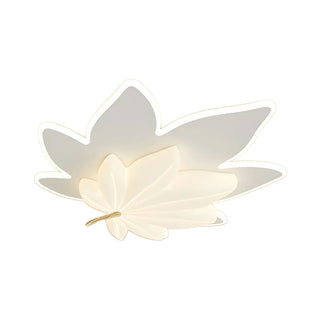 Whimsical White Resin Maple Leaf LED Flush Mount Light Zawala Image - 16
