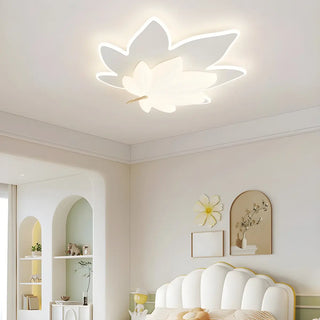 Whimsical White Resin Maple Leaf LED Flush Mount Light Zawala Image - 2