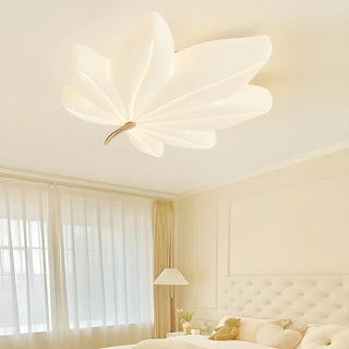 Whimsical White Resin Maple Leaf LED Flush Mount Light Zawala Image - 4