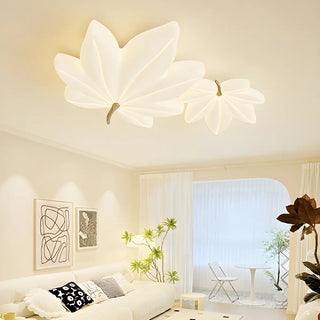 Whimsical White Resin Maple Leaf LED Flush Mount Light Zawala Image - 5
