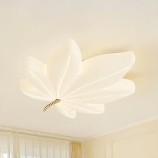 Whimsical White Resin Maple Leaf LED Flush Mount Light Zawala Image - 7