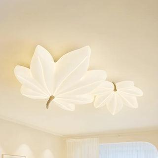 Whimsical White Resin Maple Leaf LED Flush Mount Light Zawala Image - 8