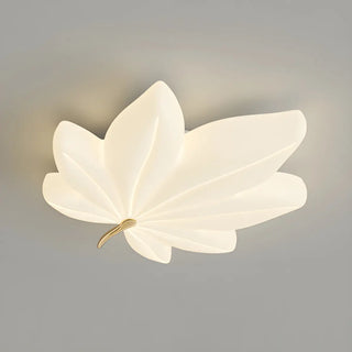 Whimsical White Resin Maple Leaf LED Flush Mount Light Zawala Image - 9