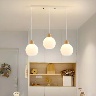 ZOWALA - 3-Light Floral Frosted White Glass Island Pendant Light Image - 2