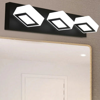 Simple Cubic Design Black Square LED Vanity Light Zawala Image - 2