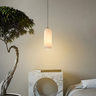 ZOWALA - Alabaster White Geometric LED Pendant Light Image - 3