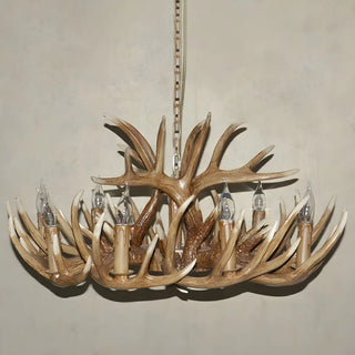 ZOWALA - White Antler Candle Metal Living Room Farmhouse Chandelier Image - 10