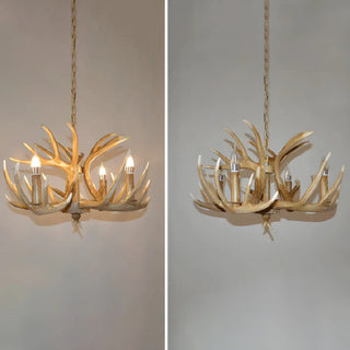 ZOWALA - White Antler Candle Metal Living Room Farmhouse Chandelier Image - 12