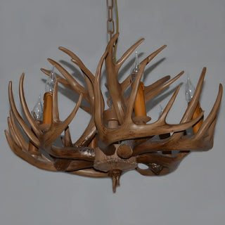 ZOWALA - White Antler Candle Metal Living Room Farmhouse Chandelier Image - 13