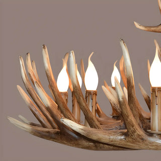 ZOWALA - White Antler Candle Metal Living Room Farmhouse Chandelier Image - 14