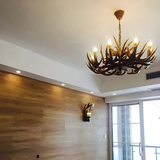 ZOWALA - White Antler Candle Metal Living Room Farmhouse Chandelier Image - 16