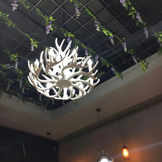 ZOWALA - White Antler Candle Metal Living Room Farmhouse Chandelier Image - 17