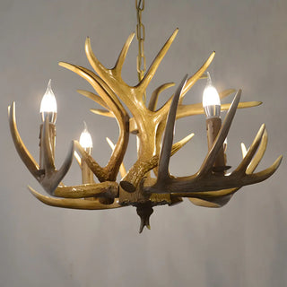 ZOWALA - White Antler Candle Metal Living Room Farmhouse Chandelier Image - 18