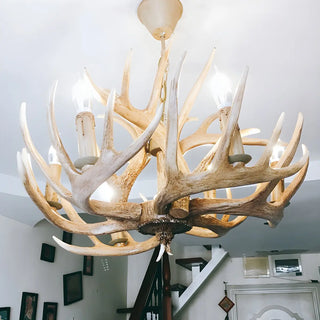 ZOWALA - White Antler Candle Metal Living Room Farmhouse Chandelier Image - 19