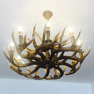 ZOWALA - White Antler Candle Metal Living Room Farmhouse Chandelier Image - 20